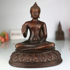 Brass Gautam Buddha Idol | Shakyamuni Pital Murti for Home Decor, Pooja, Temple | Siddhartha Tathagata Buddha Statue Showpiece – 5.85 KG, Gold, 5.5 Inch, 1 Piece