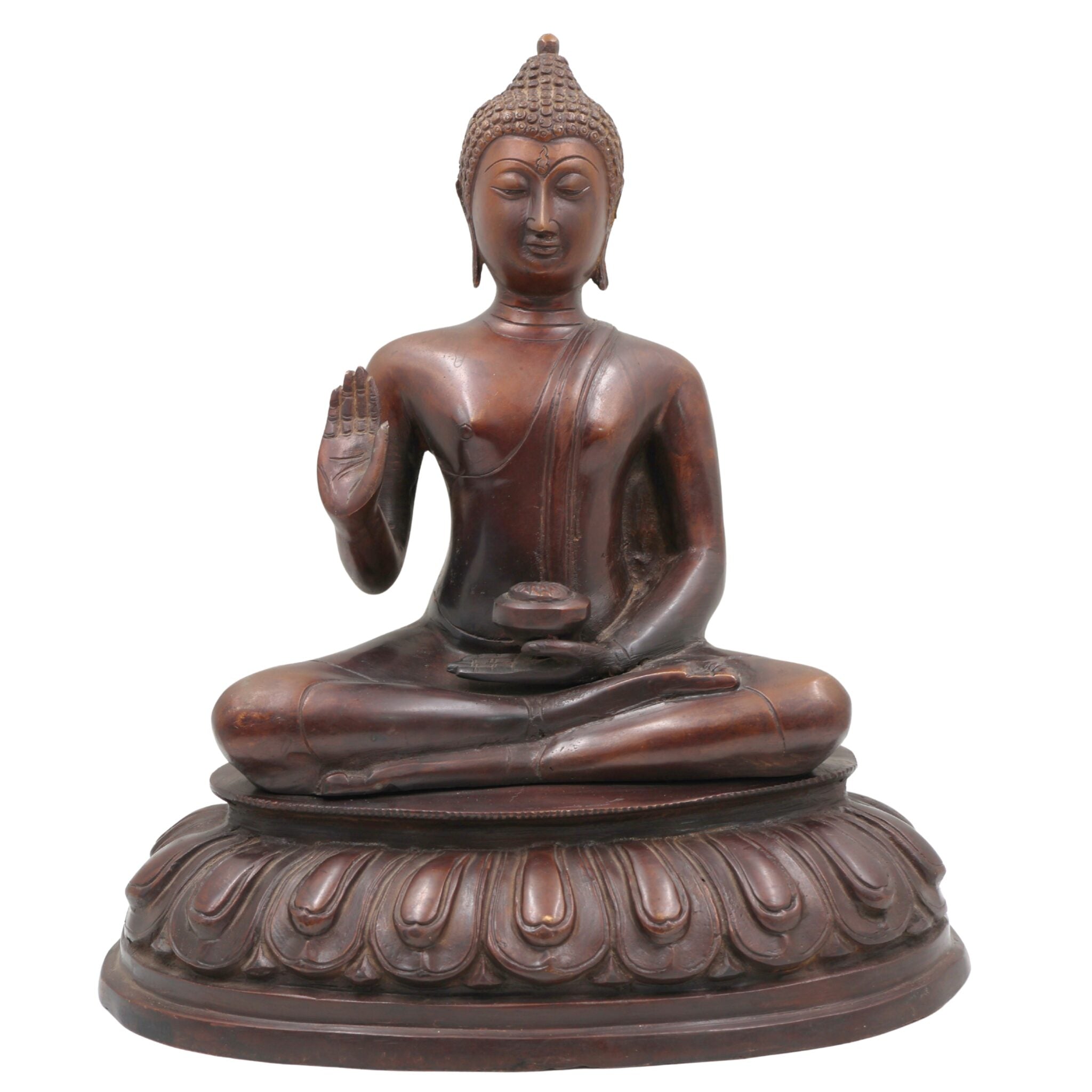 Brass Gautam Buddha Idol | Shakyamuni Pital Murti for Home Decor, Pooja, Temple | Siddhartha Tathagata Buddha Statue Showpiece – 5.85 KG, Gold, 5.5 Inch, 1 Piece
