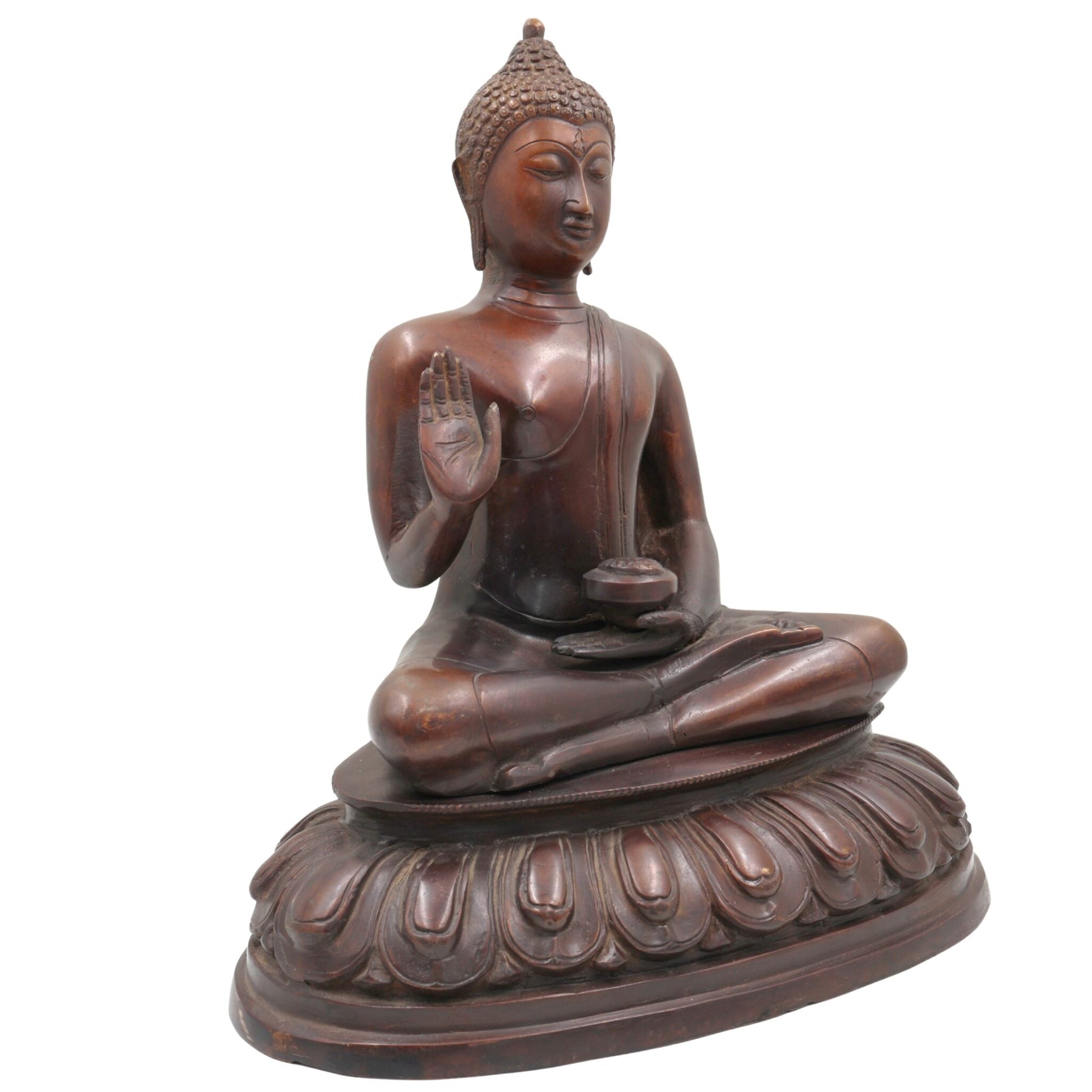 Brass Gautam Buddha Idol | Shakyamuni Pital Murti for Home Decor, Pooja, Temple | Siddhartha Tathagata Buddha Statue Showpiece – 5.85 KG, Gold, 5.5 Inch, 1 Piece