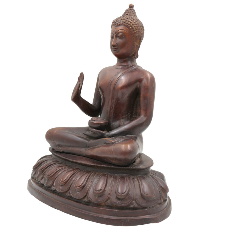 Brass Gautam Buddha Idol | Shakyamuni Pital Murti for Home Decor, Pooja, Temple | Siddhartha Tathagata Buddha Statue Showpiece – 5.85 KG, Gold, 5.5 Inch, 1 Piece