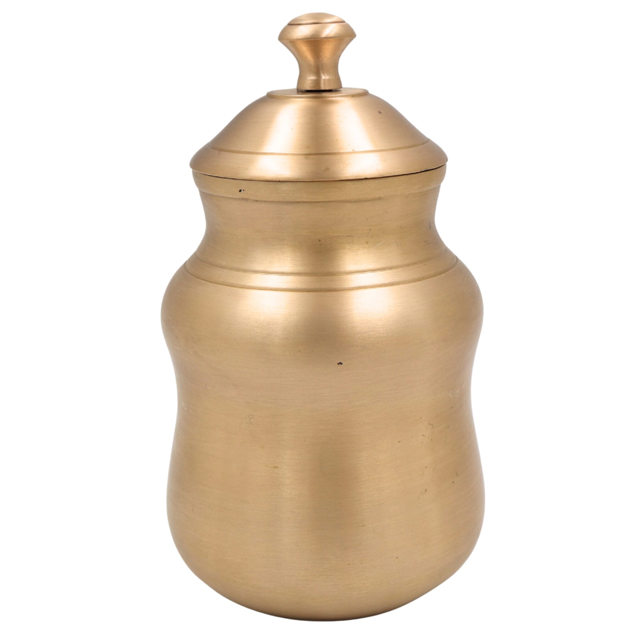 Brass Ghee Box, Masala Box, Pittal Ghee Dabba, Kanchu Ghee Holder, Indian Spice Storage Pot, Vintage Style Brass Pooja Box, Capacity 300ml, Gold, 6.5 Inch, 1 Piece