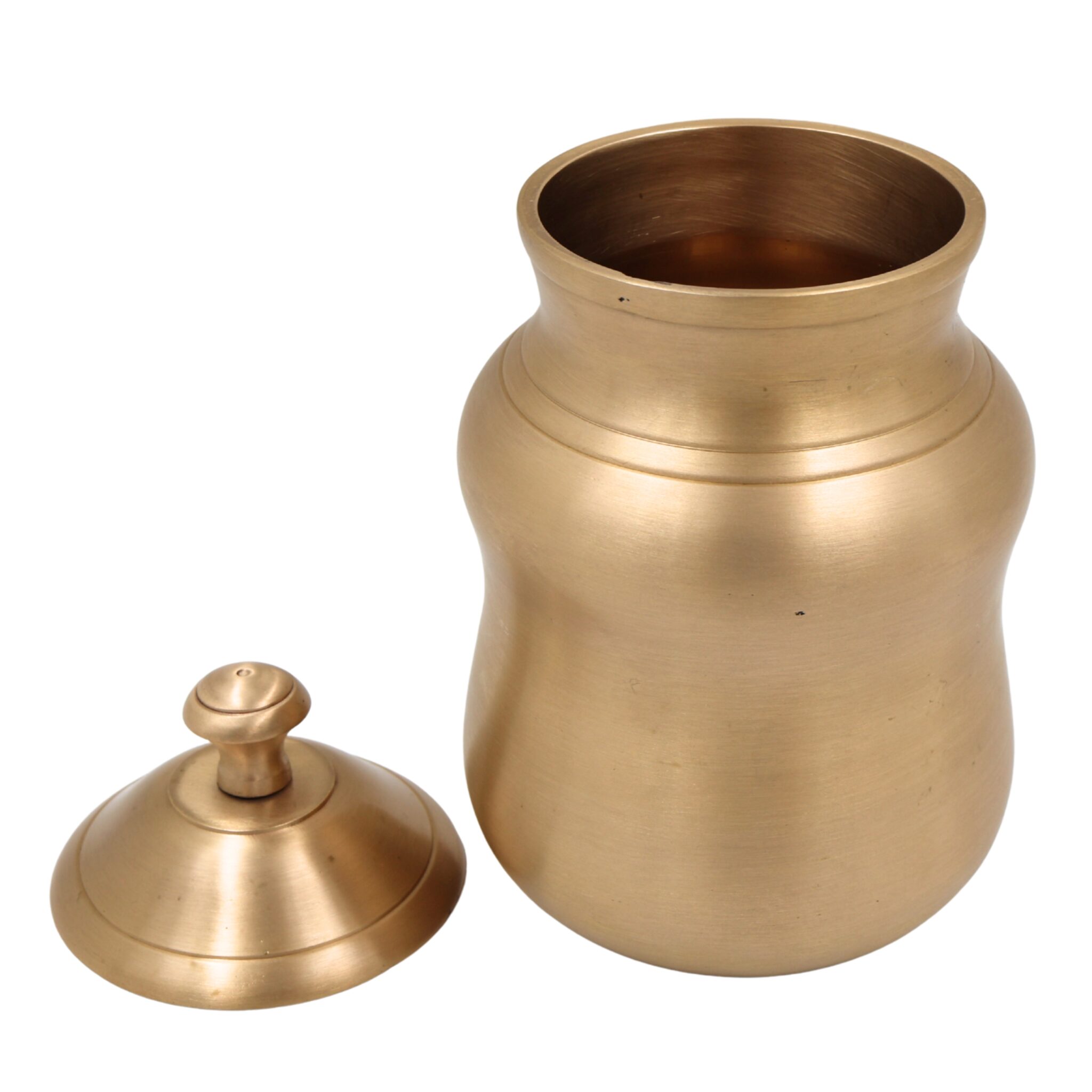 Brass Ghee Box, Masala Box, Pittal Ghee Dabba, Kanchu Ghee Holder, Indian Spice Storage Pot, Vintage Style Brass Pooja Box, Capacity 300ml, Gold, 6.5 Inch, 1 Piece