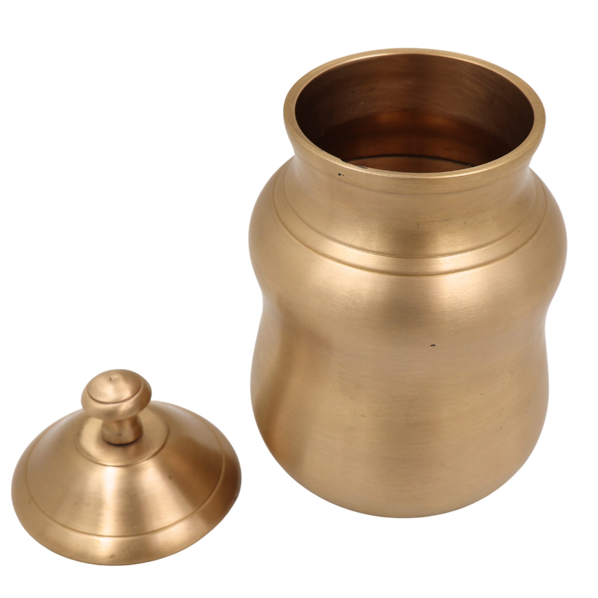 Brass Ghee Box, Masala Box, Pittal Ghee Dabba, Kanchu Ghee Holder, Indian Spice Storage Pot, Vintage Style Brass Pooja Box, Capacity 300ml, Gold, 6.5 Inch, 1 Piece
