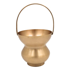 Brass Kamandal for Pooja, Pital Kamandalu, Kansa Kamandal, Tamrapatra Water Pot for Sadhu, Rishi, Yogi, Muni & Meditation Rituals, Gold, 10.5 Inch, 1 Piece