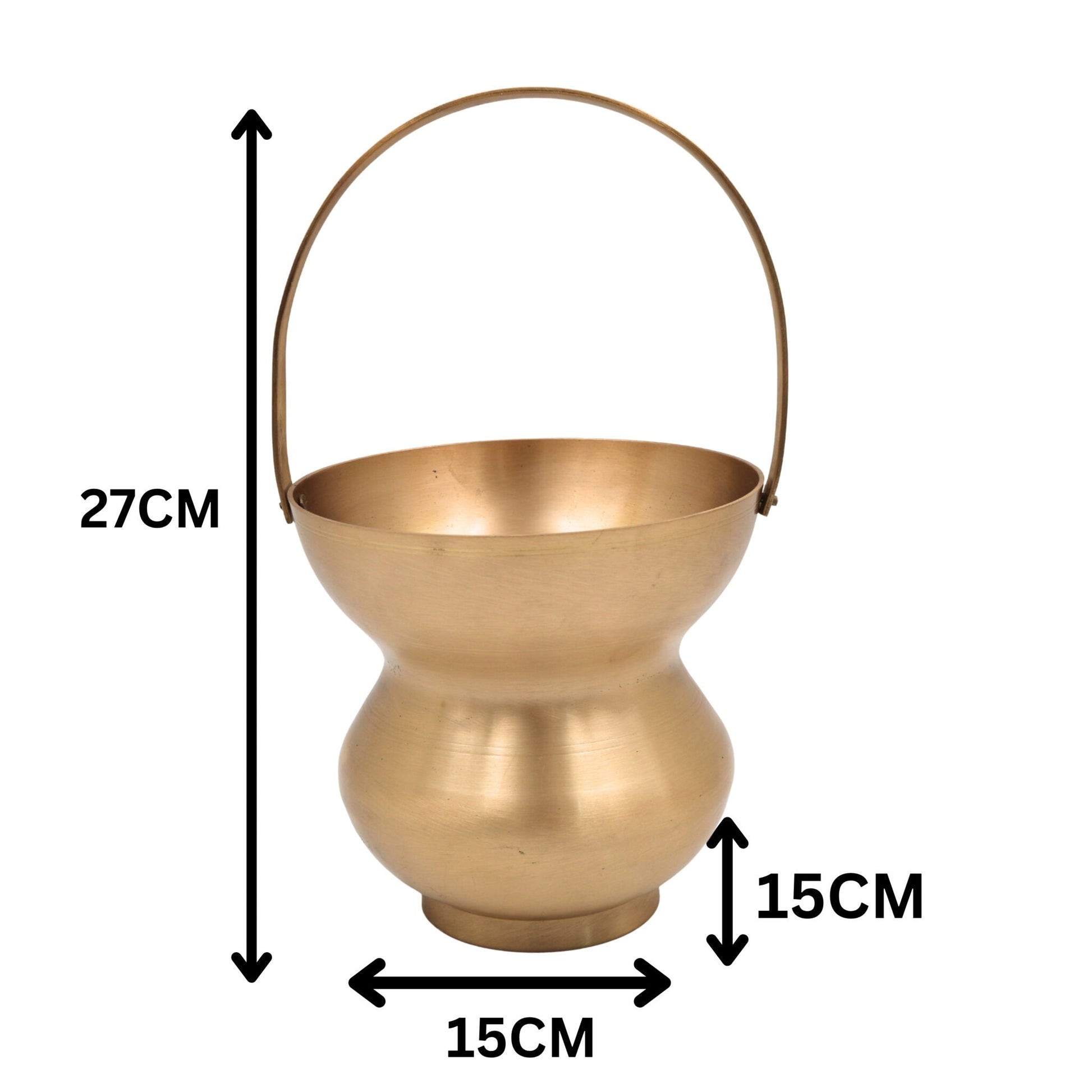 Brass Kamandal for Pooja, Pital Kamandalu, Kansa Kamandal, Tamrapatra Water Pot for Sadhu, Rishi, Yogi, Muni & Meditation Rituals, Gold, 10.5 Inch, 1 Piece