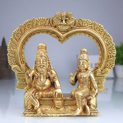 Bronze Agastya Lopamudra Idol, Handcrafted Panchaloha Murti, South Indian Decorative & Puja Statue, Gold, 7 Inch, 1 Piece