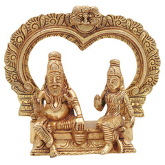 Bronze Agastya Lopamudra Idol, Handcrafted Panchaloha Murti, South Indian Decorative & Puja Statue, Gold, 7 Inch, 1 Piece