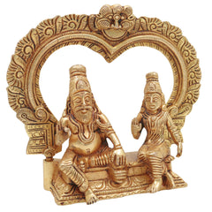 Bronze Agastya Lopamudra Idol, Handcrafted Panchaloha Murti, South Indian Decorative & Puja Statue, Gold, 7 Inch, 1 Piece
