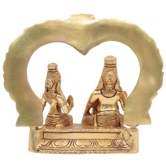 Bronze Agastya Lopamudra Idol, Handcrafted Panchaloha Murti, South Indian Decorative & Puja Statue, Gold, 7 Inch, 1 Piece