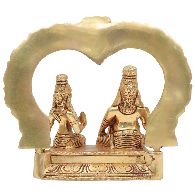 Bronze Agastya Lopamudra Idol, Handcrafted Panchaloha Murti, South Indian Decorative & Puja Statue, Gold, 7 Inch, 1 Piece