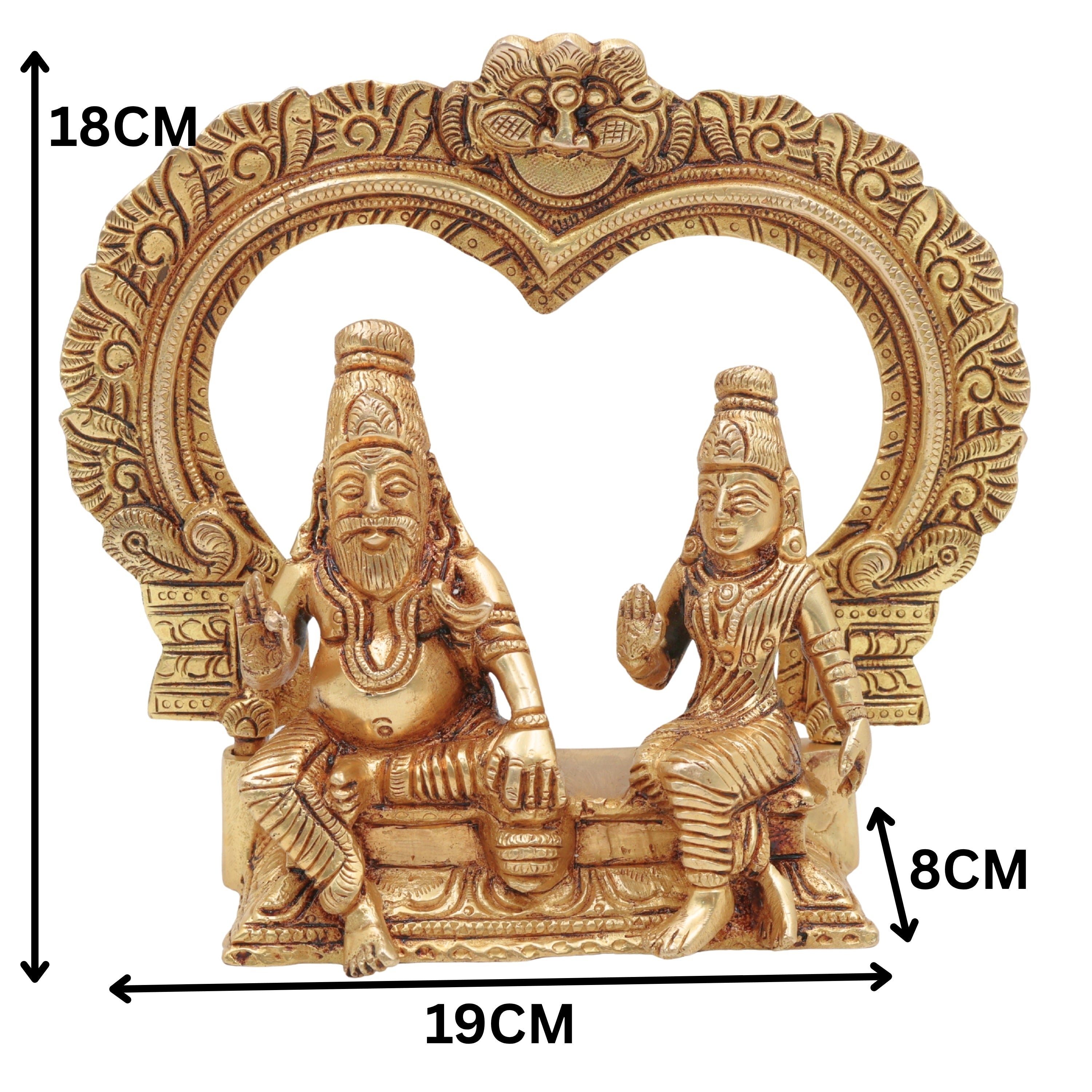 Bronze Agastya Lopamudra Idol, Handcrafted Panchaloha Murti, South Indian Decorative & Puja Statue, Gold, 7 Inch, 1 Piece