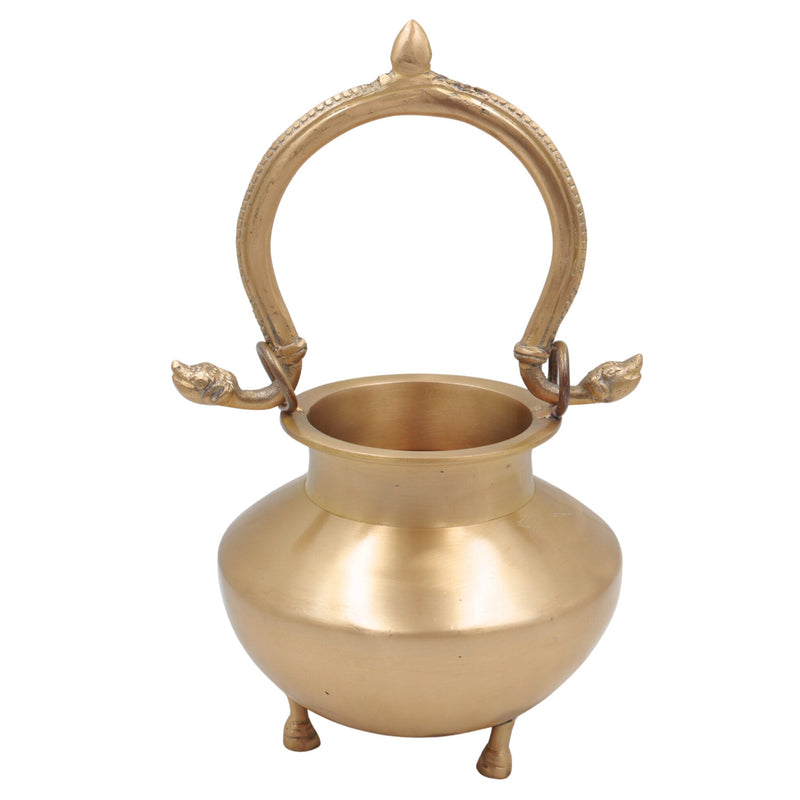 Brass Kamandal for Pooja, Pital Kamandalu, Kansa, Hitalle Water Pot for Rishi, Sadhu, Yogi, Muni, Puja, Havan & Meditation Rituals, Gold, 11 Inch, 1 Piece