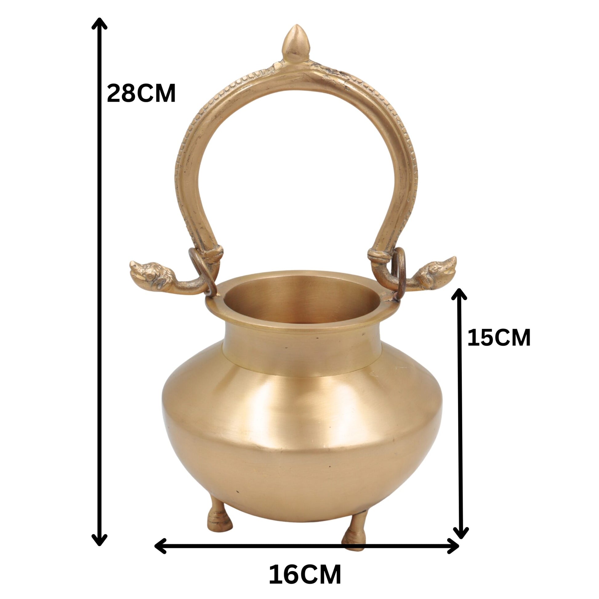 Brass Kamandal for Pooja, Pital Kamandalu, Kansa, Hitalle Water Pot for Rishi, Sadhu, Yogi, Muni, Puja, Havan & Meditation Rituals, Gold, 11 Inch, 1 Piece