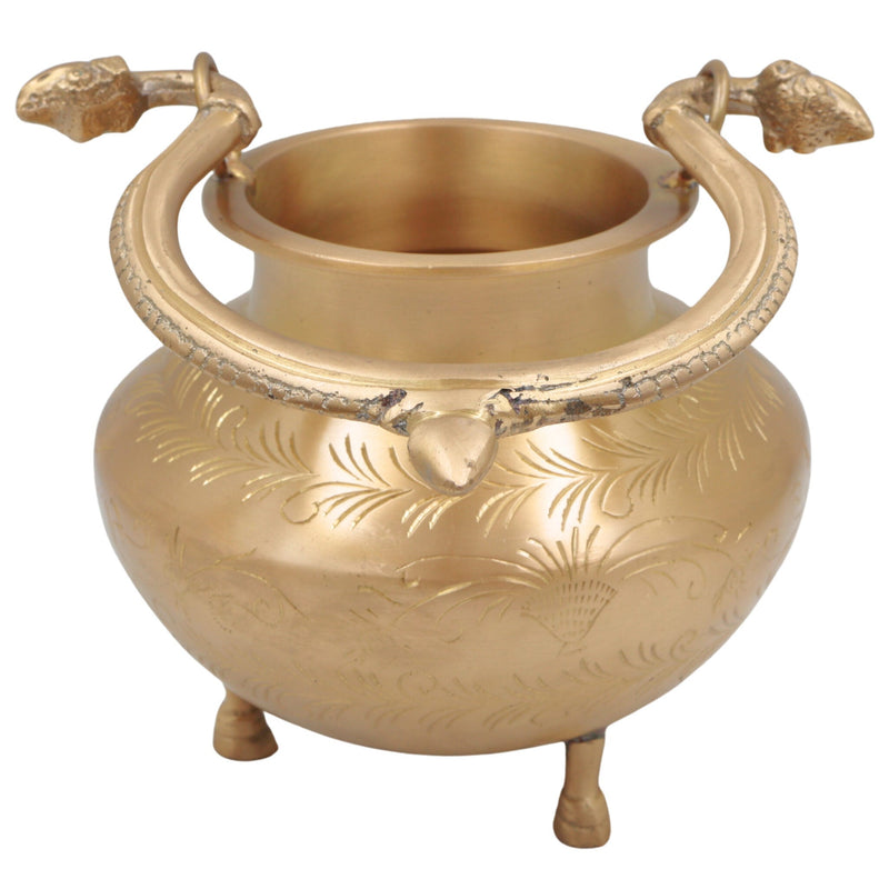 Brass Kamandal for Pooja, Hand Carved Pital Kamandalu Water Pot for Sadhu, Rishi, Yogi, Muni, Meditation, and Vedic Rituals, Gold, 11 Inch, 1 Piece (Copy)