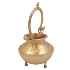 Brass Kamandal for Pooja, Hand Carved Pital Kamandalu Water Pot for Sadhu, Rishi, Yogi, Muni, Meditation, and Vedic Rituals, Gold, 11 Inch, 1 Piece (Copy)