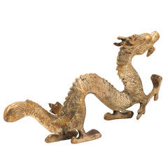 Brass Handcrafted Dragon Naga, Feng Shui Serpent Guardian, Vastu Pital Celestial Sculpture for Home Decor, Gold, 6 Inch