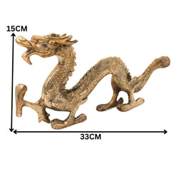 Brass Handcrafted Dragon Naga, Feng Shui Serpent Guardian, Vastu Pital Celestial Sculpture for Home Decor, Gold, 6 Inch
