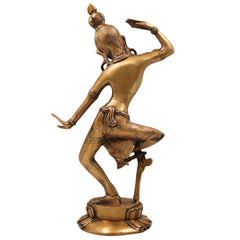 Brass Apsara Idol – Urvashi Devangana Celestial Dancer Murti | Handcrafted Peetal Swargiya Nartaki Sculpture for Home Mandir & Decor, Gold, 15.5 Inch