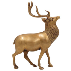 Brass Handcrafted Deer – Chital, Barasingha, Mriga, Hiran, Krishnamriga Sculpture for Home Temple, Pooja, Vastu Decor & Gifts, Gold, 10 Inch