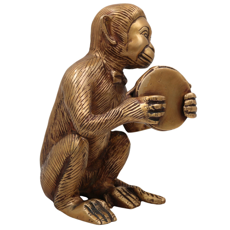 Brass Monkey Idol | Vanar Murti | Pital Kapi Sculpture | Sacred Kurangu, Markat, Banar, Bandaru Statue for Home Temple, Pooja & Gifts, Gold, 7 Inch