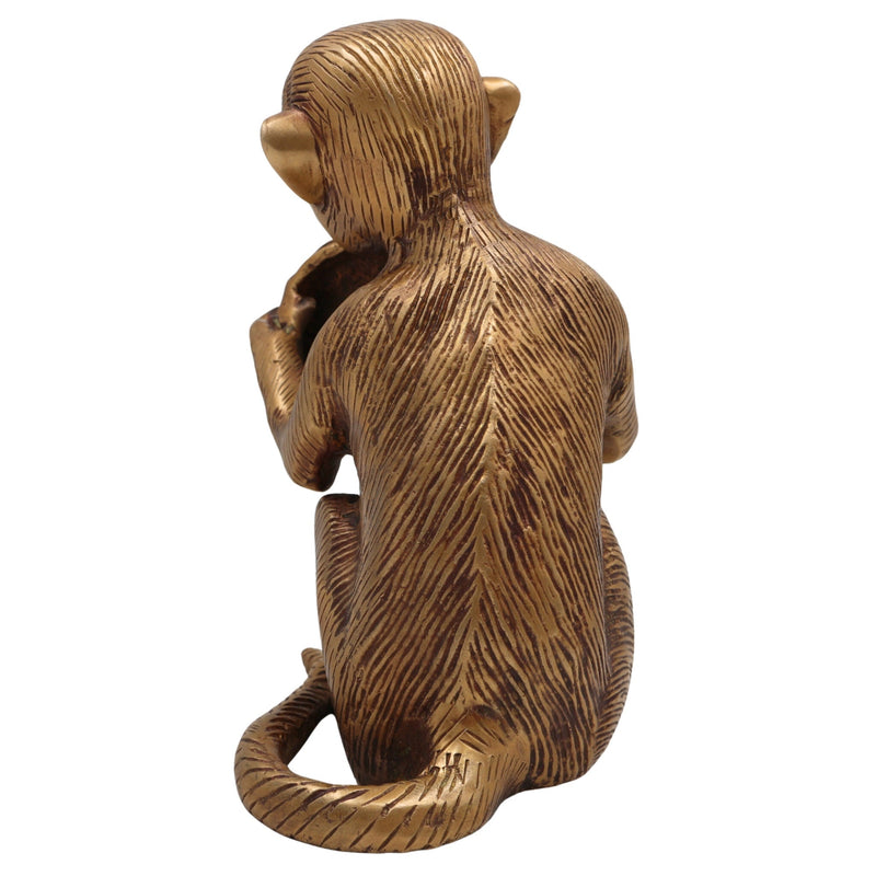 Brass Monkey Idol | Vanar Murti | Pital Kapi Sculpture | Sacred Kurangu, Markat, Banar, Bandaru Statue for Home Temple, Pooja & Gifts, Gold, 7 Inch