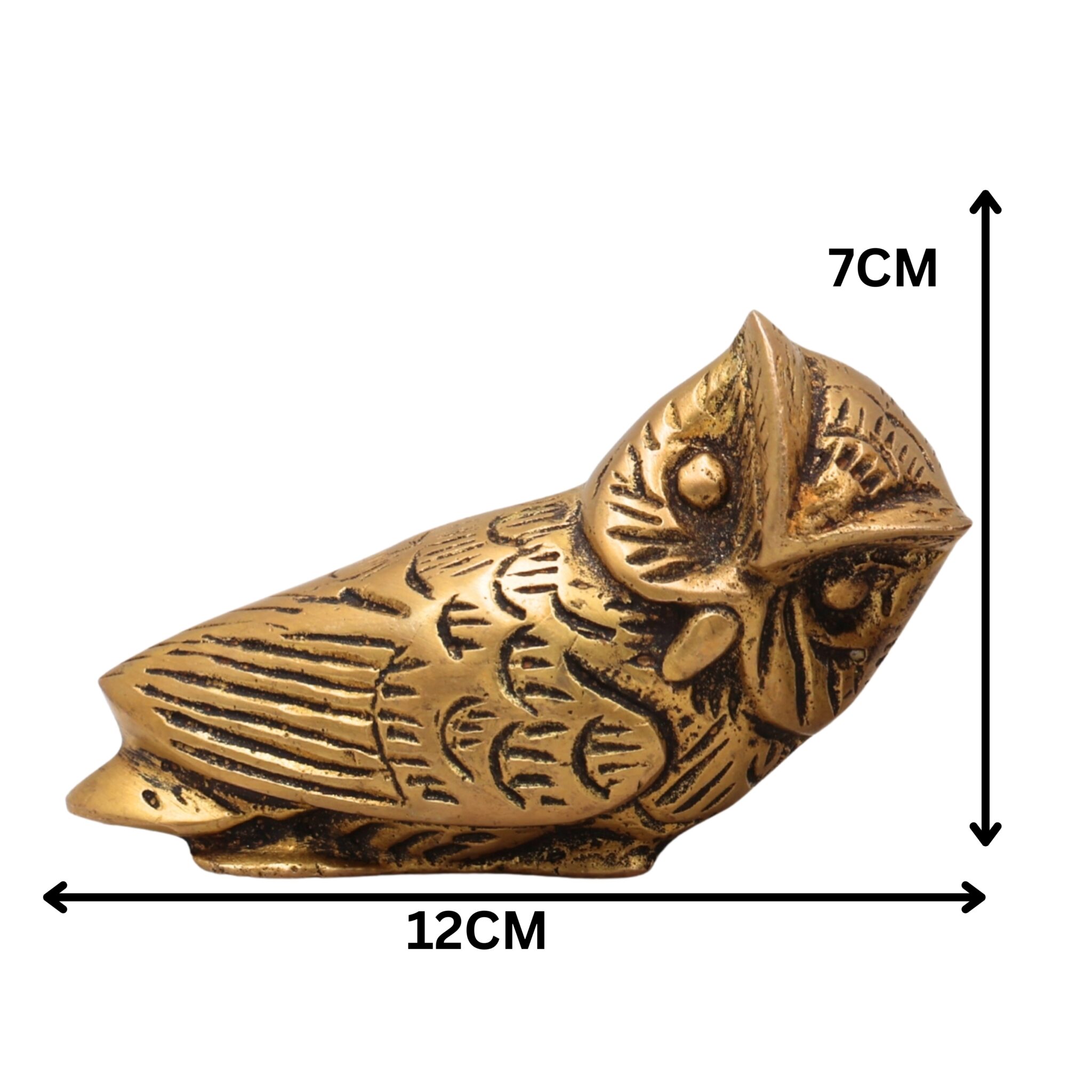 Brass Owl Set of 2,Supta Ullu, Vastu Peetal Ullu Sculpture for Home Decor & Gifts, Gold, 3 Inch