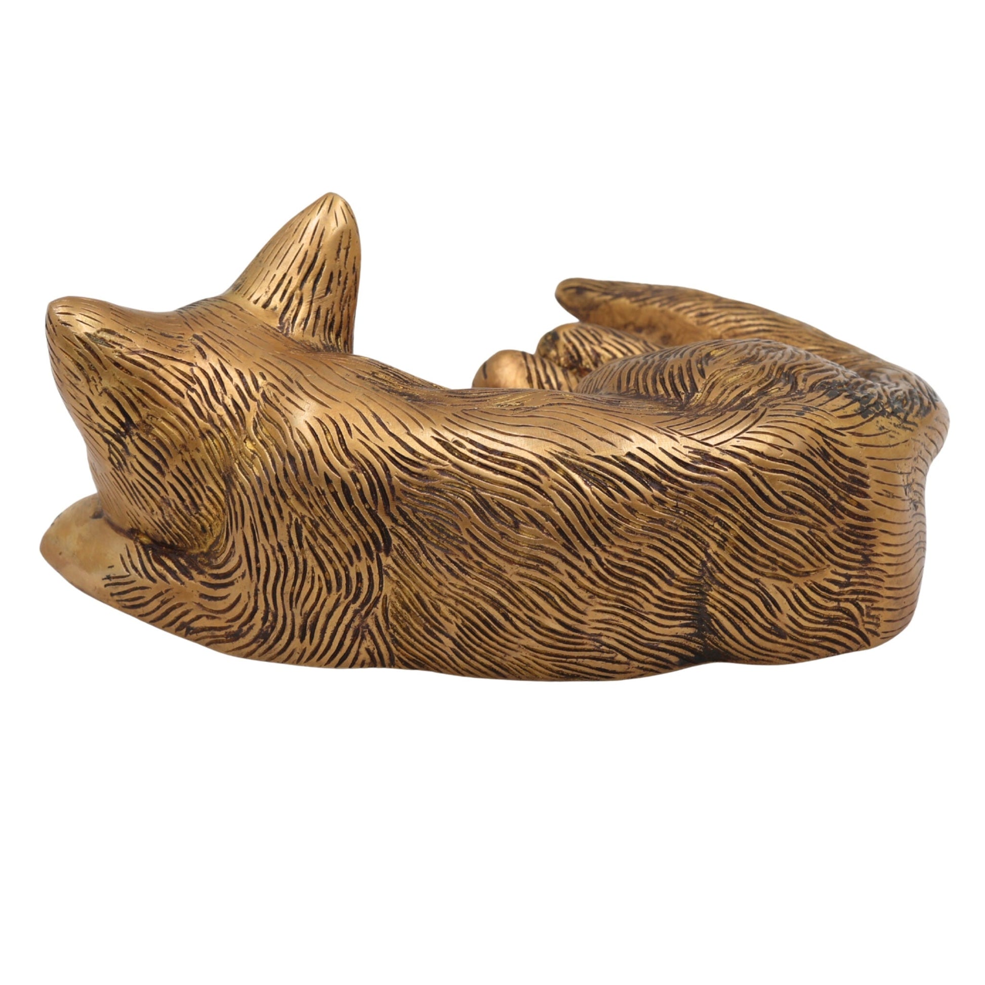 Handcrafted Brass Pital Billi, Marjara, Poonai Showpiece for Home Decor, Gold, 8 Inch