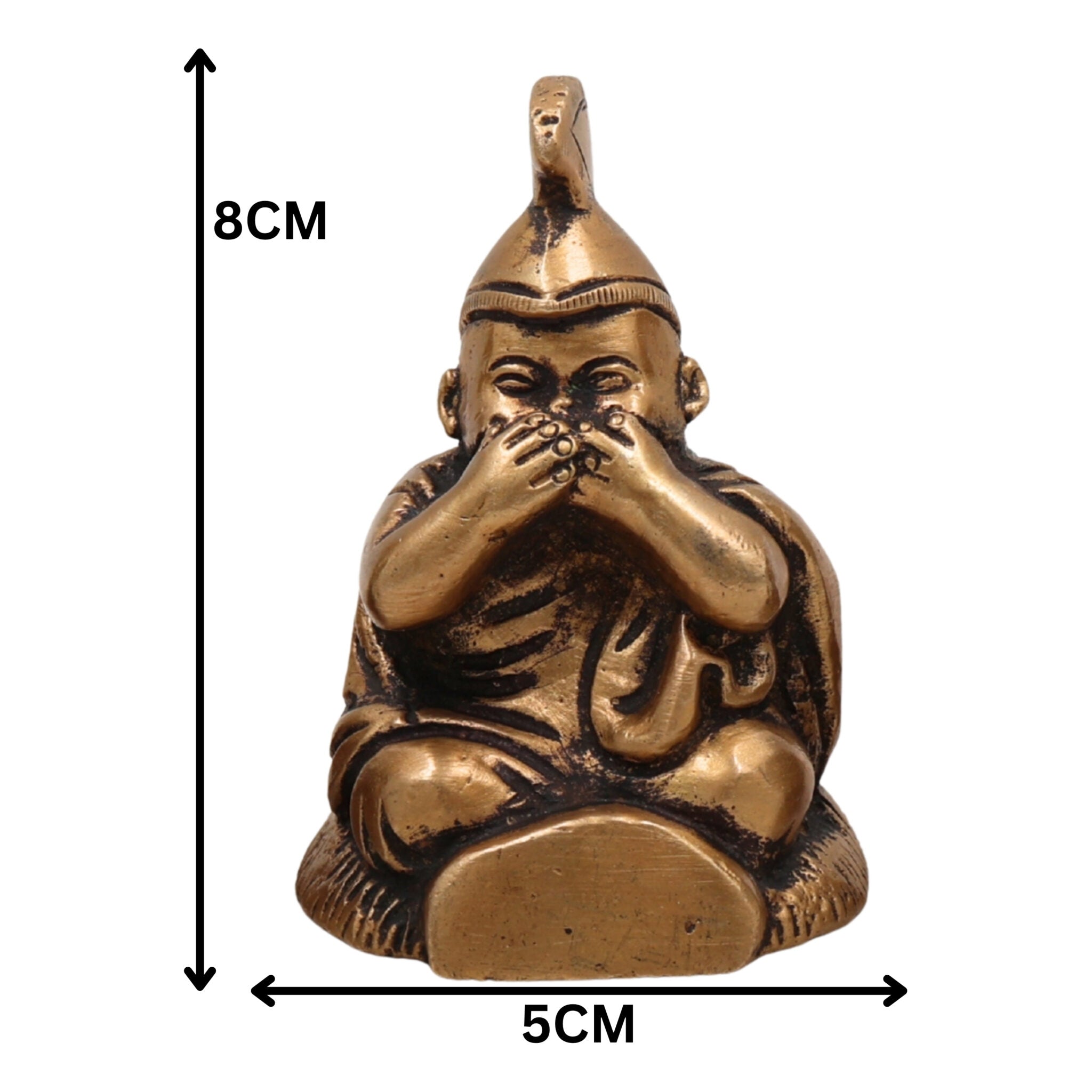 Brass Three Wise Children Idol – Hear No Evil See No Evil Speak No Evil Peetal Pittal Pital Moorti Set for Home Decor, Pooja & Gifting, Gold, 3 Inch