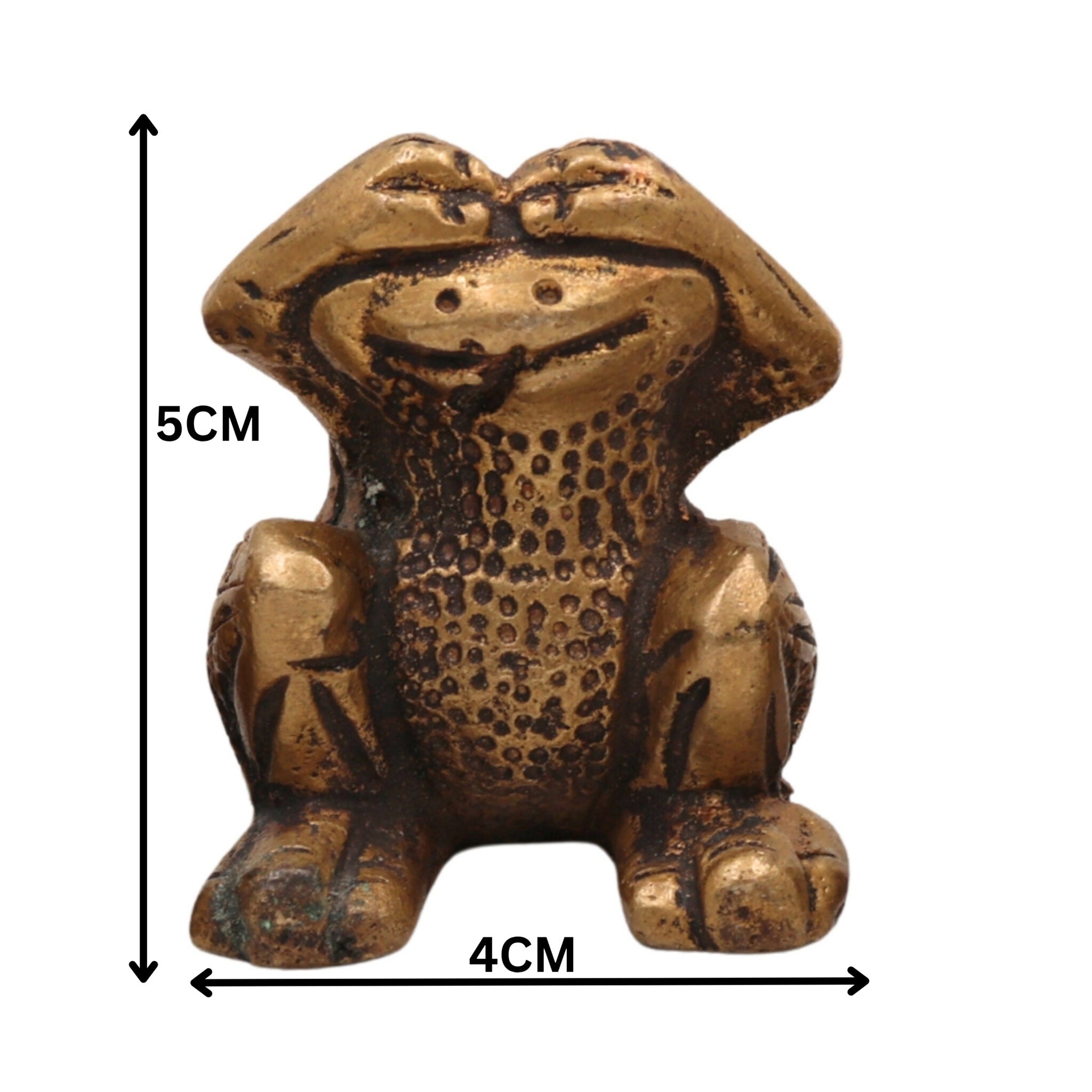 Brass Three Wise Frogs Idol | See No Evil Hear No Evil Speak No Evil | Peetal Vastu Feng Shui Frog Statues for Home Decor, Pooja & Gifts, Gold, 2 Inch