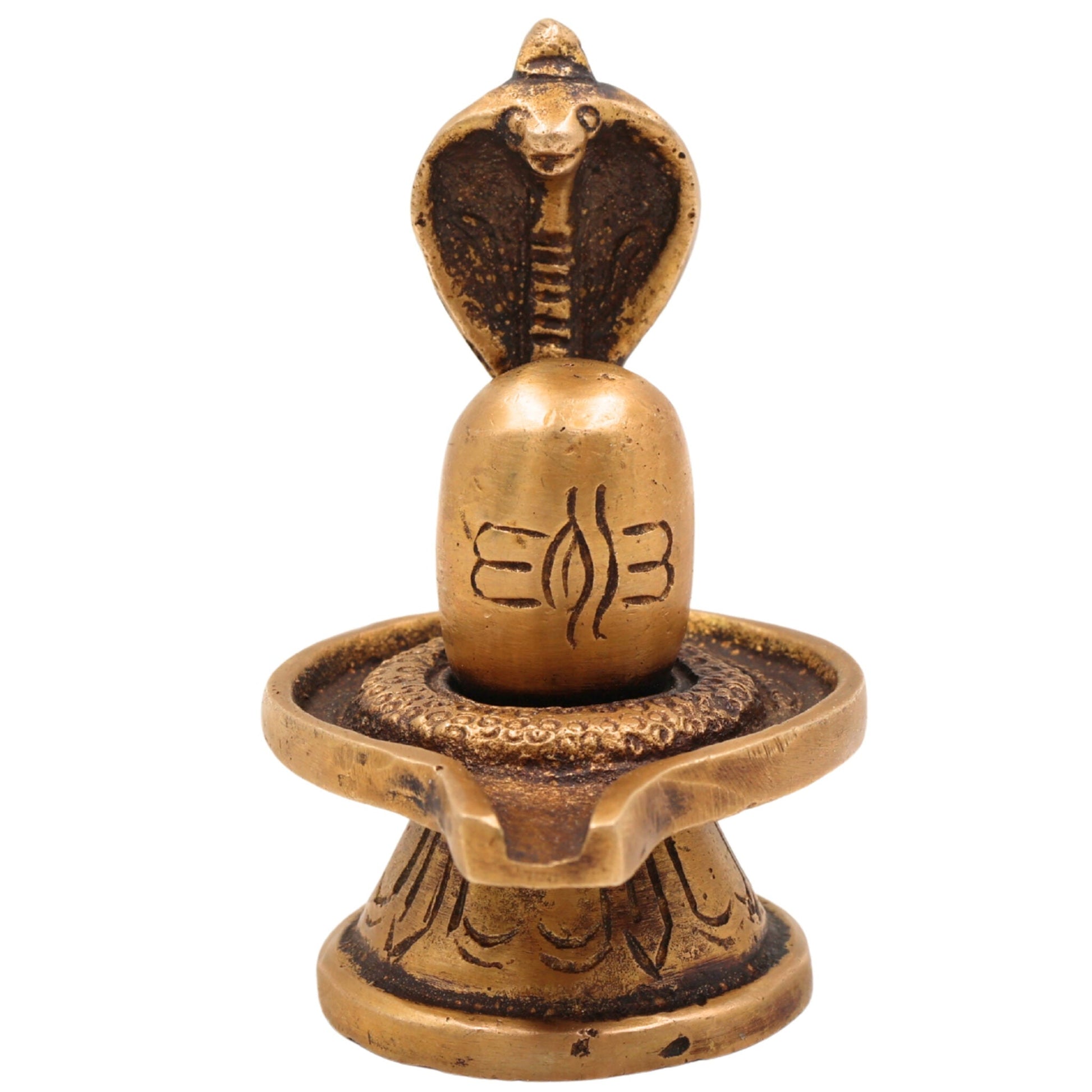 Brass Handcrafted Shiva Lingam Idol, Lingam | Pital Shivling Murti for Pooja, Vastu & Jyotirlinga Worship, Gold, 3 Inch