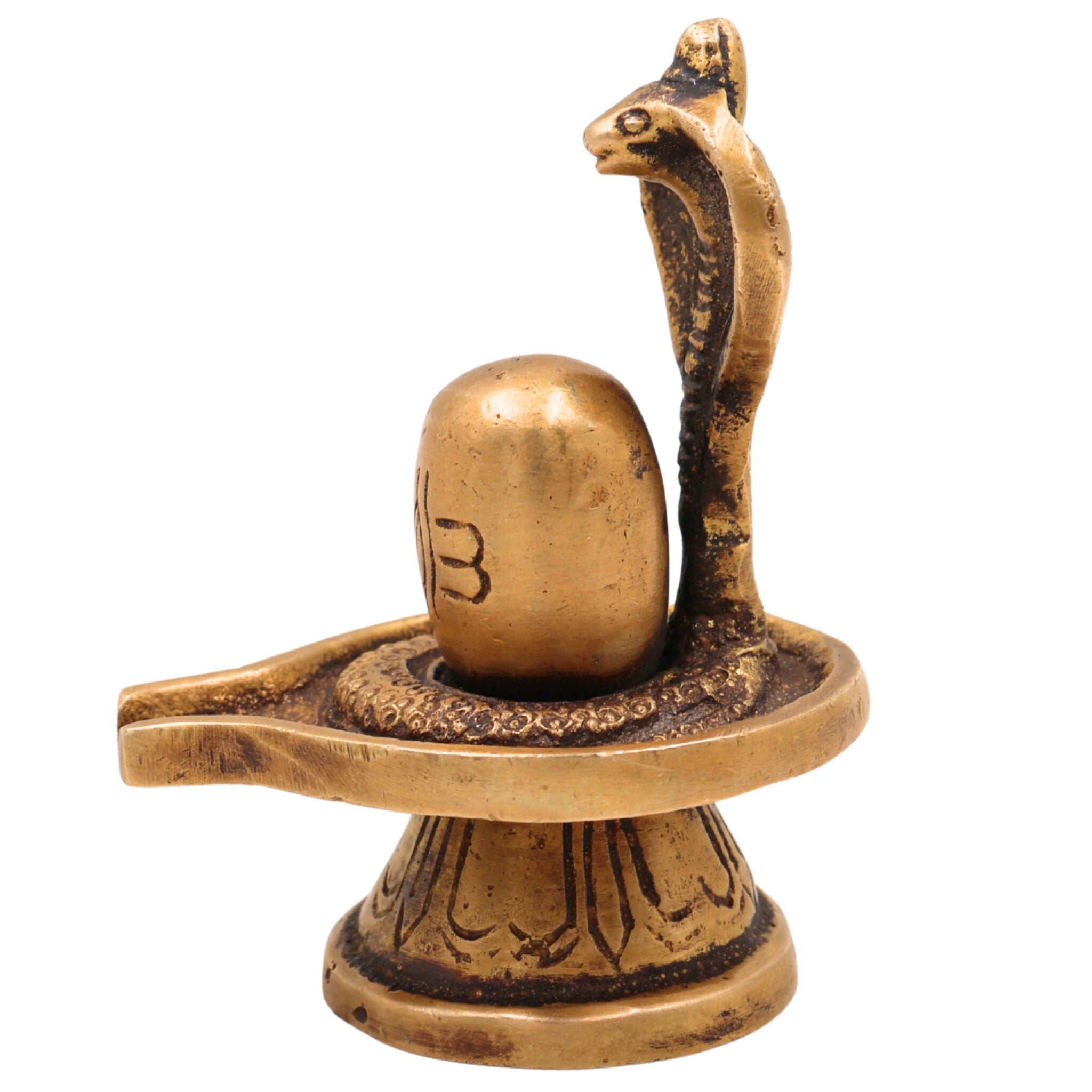 Brass Handcrafted Shiva Lingam Idol, Lingam | Pital Shivling Murti for Pooja, Vastu & Jyotirlinga Worship, Gold, 3 Inch