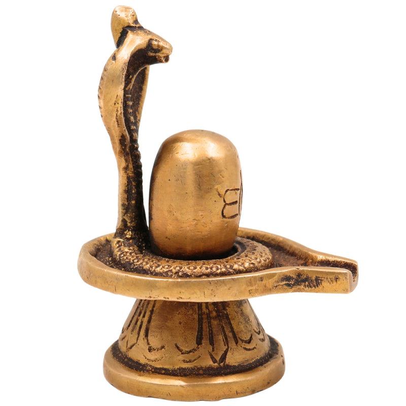 Brass Handcrafted Shiva Lingam Idol, Lingam | Pital Shivling Murti for Pooja, Vastu & Jyotirlinga Worship, Gold, 3 Inch