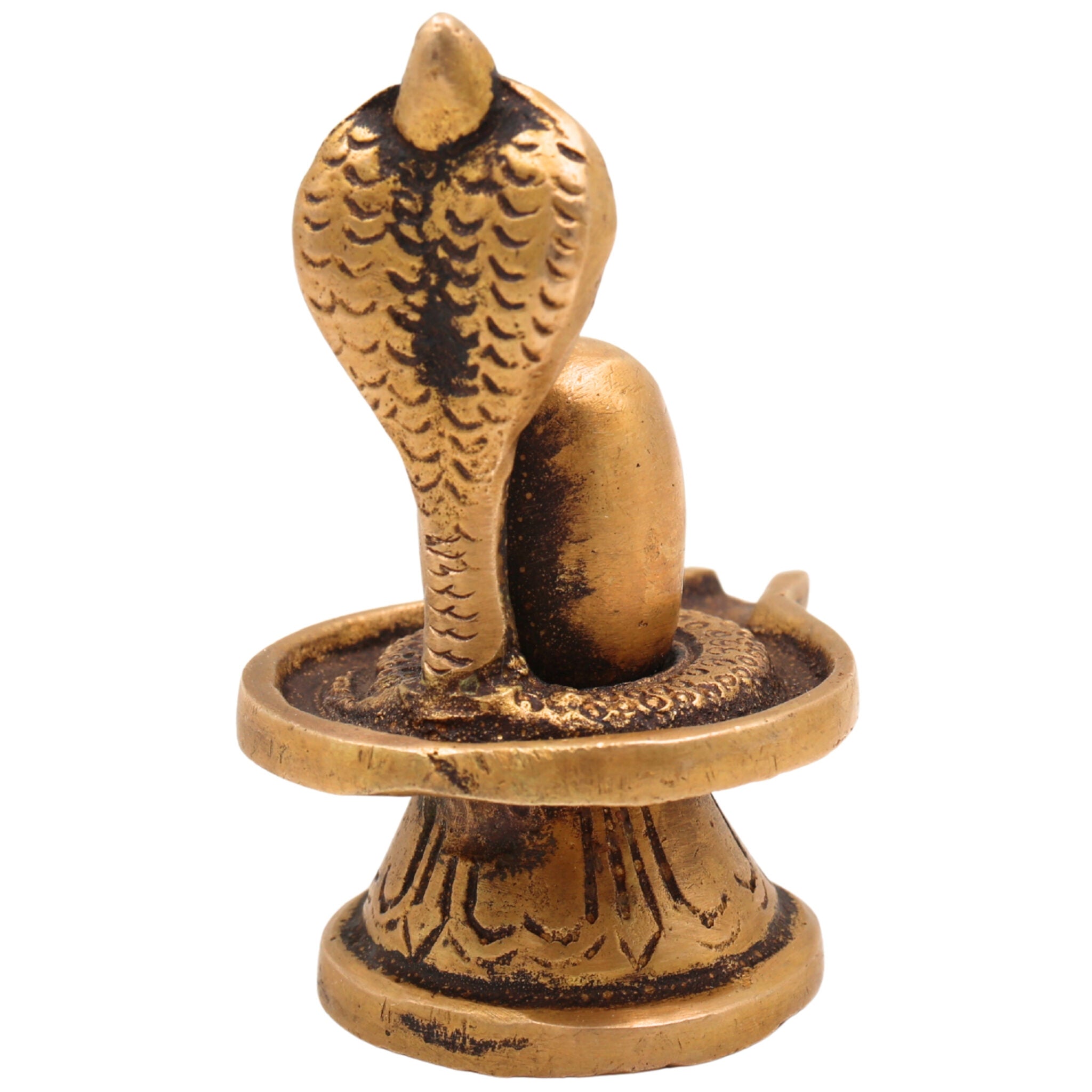Brass Handcrafted Shiva Lingam Idol, Lingam | Pital Shivling Murti for Pooja, Vastu & Jyotirlinga Worship, Gold, 3 Inch