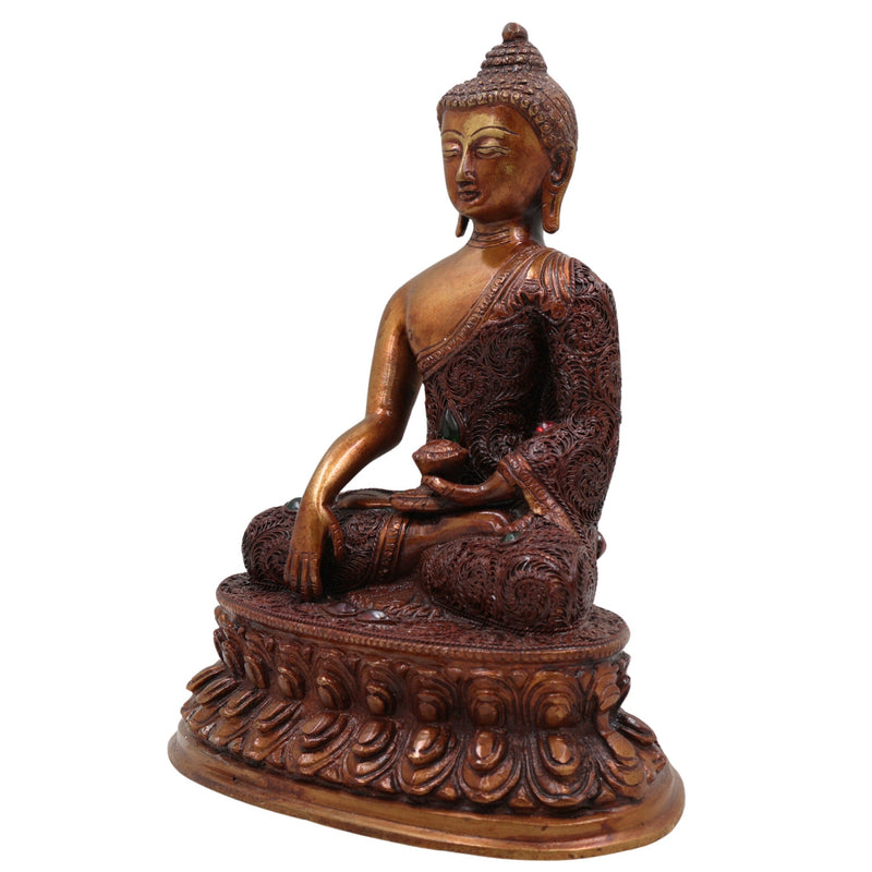 Brass Handcrafted Gautam Buddha Idol | Shakyamuni Tathagata Statue for Home Temple, Meditation, Vastu & Spiritual Decor, Brown, 10 Inch