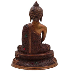 Brass Handcrafted Gautam Buddha Idol | Shakyamuni Tathagata Statue for Home Temple, Meditation, Vastu & Spiritual Decor, Brown, 10 Inch