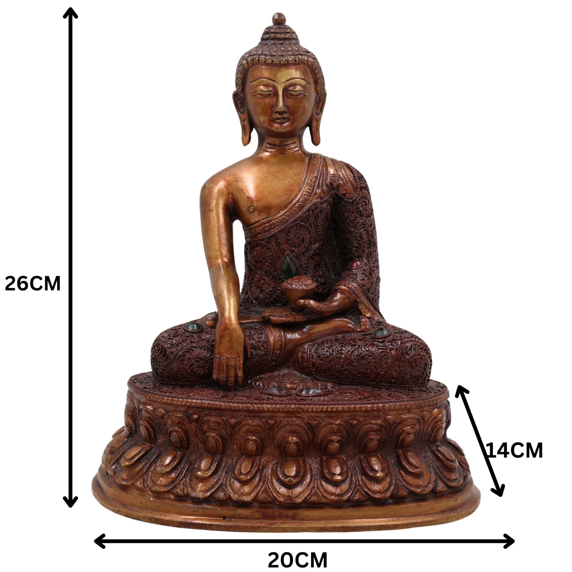 Brass Handcrafted Gautam Buddha Idol | Shakyamuni Tathagata Statue for Home Temple, Meditation, Vastu & Spiritual Decor, Brown, 10 Inch