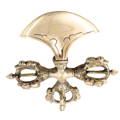Brass Buddhist Khuladi Idol, Dorje Vajra Axe of Vajrapani, Tibetan Ritual Weapon for Puja, Home Decor & Spiritual Gifts, Gold, 2 Inch