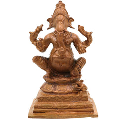 Bronze Panchaloha Ganesha Idol, Vinayaka Ganapati Bappa Murti, Handcrafted Chola Art Vighneshwara Vinayagar Statue for Home Temple & Gifting, Brown, 3 Inch, 1 Piece