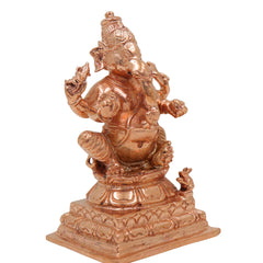 Bronze Panchaloha Ganesha Idol, Handmade Chola Art Vinayaka Ganpati Murti, Vighneshwara, Pillaiyar, Siddhivinayak Temple Sculpture, Gold, 3 Inch, 1 Piece