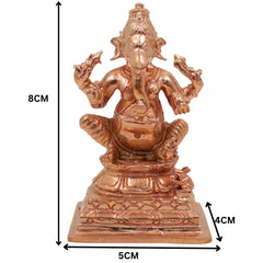 Bronze Panchaloha Ganesha Idol, Handmade Chola Art Vinayaka Ganpati Murti, Vighneshwara, Pillaiyar, Siddhivinayak Temple Sculpture, Gold, 3 Inch, 1 Piece