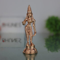 Bronze Handcrafted Parvati Idol | Panchaloha Uma Gauri Statue | Chola Art Divine Goddess Sculpture for Puja & Home Decor, Gold, 4 Inch, 1 Piece