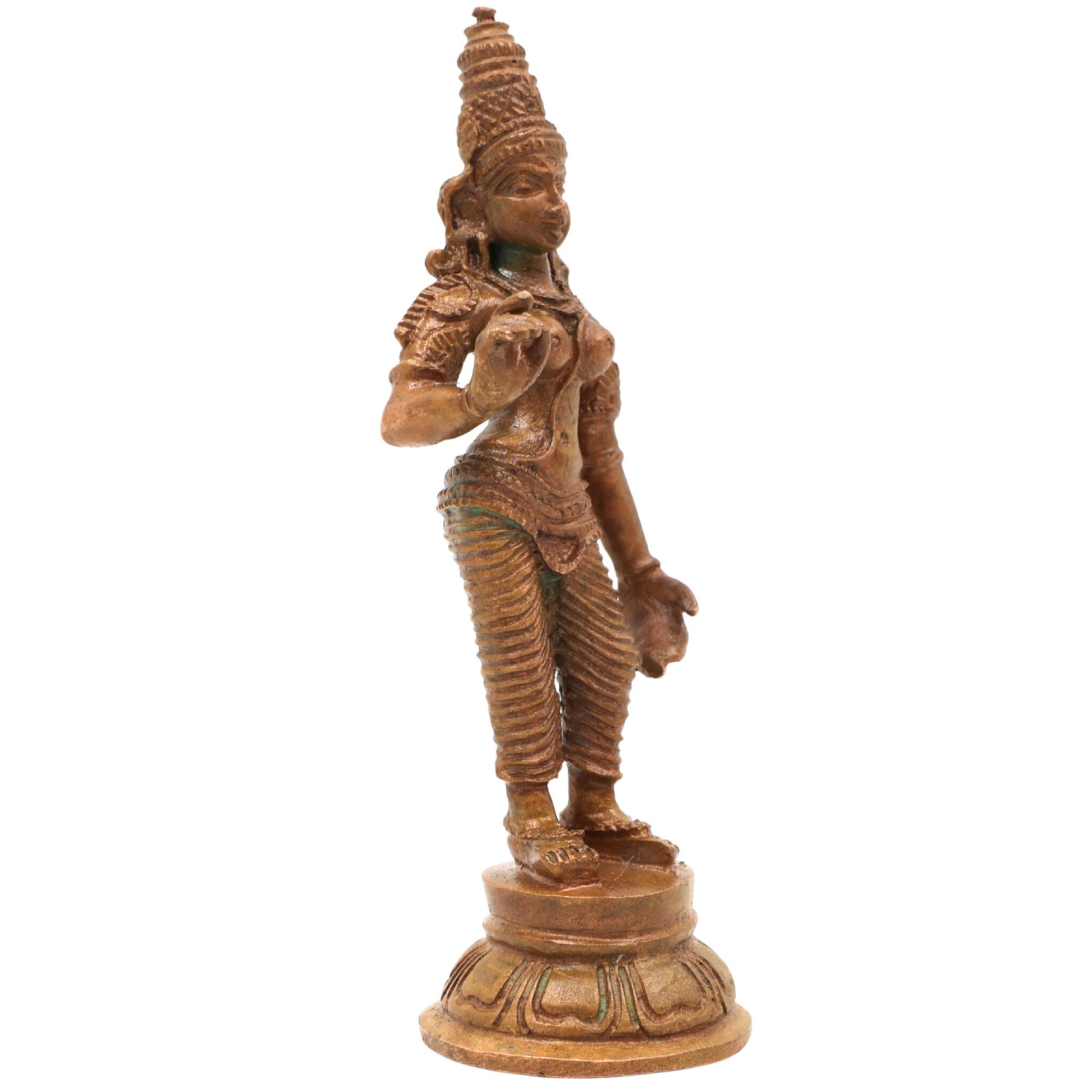 Bronze Handmade Parvati Idol | Panchaloha Uma Gauri Mahadevi Statue | Chola Art Shakti Sculpture for Home & Temple, Gold, 4 Inch, 1 Piece