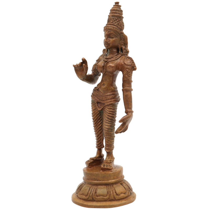 Bronze Handmade Parvati Idol | Panchaloha Uma Gauri Mahadevi Statue | Chola Art Shakti Sculpture for Home & Temple, Gold, 4 Inch, 1 Piece