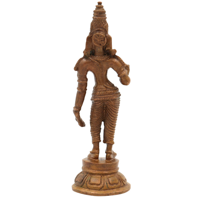 Bronze Handmade Parvati Idol | Panchaloha Uma Gauri Mahadevi Statue | Chola Art Shakti Sculpture for Home & Temple, Gold, 4 Inch, 1 Piece