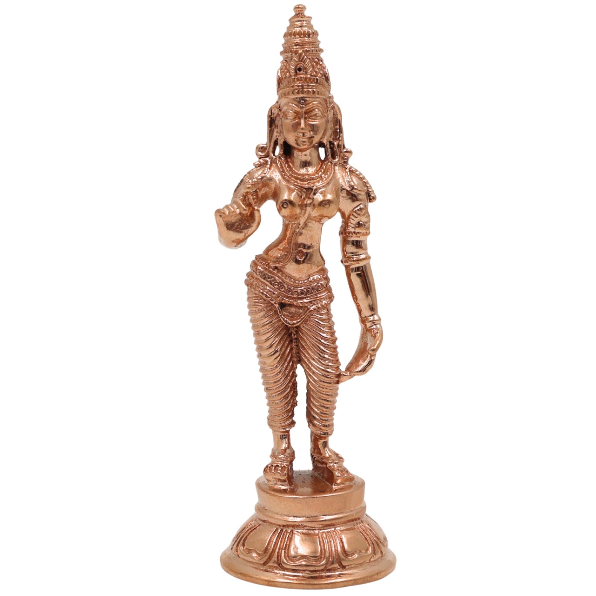 Bronze Handcrafted Parvati Idol | Panchaloha Uma Gauri Statue | Chola Art Divine Goddess Sculpture for Puja & Home Decor, Gold, 4 Inch, 1 Piece
