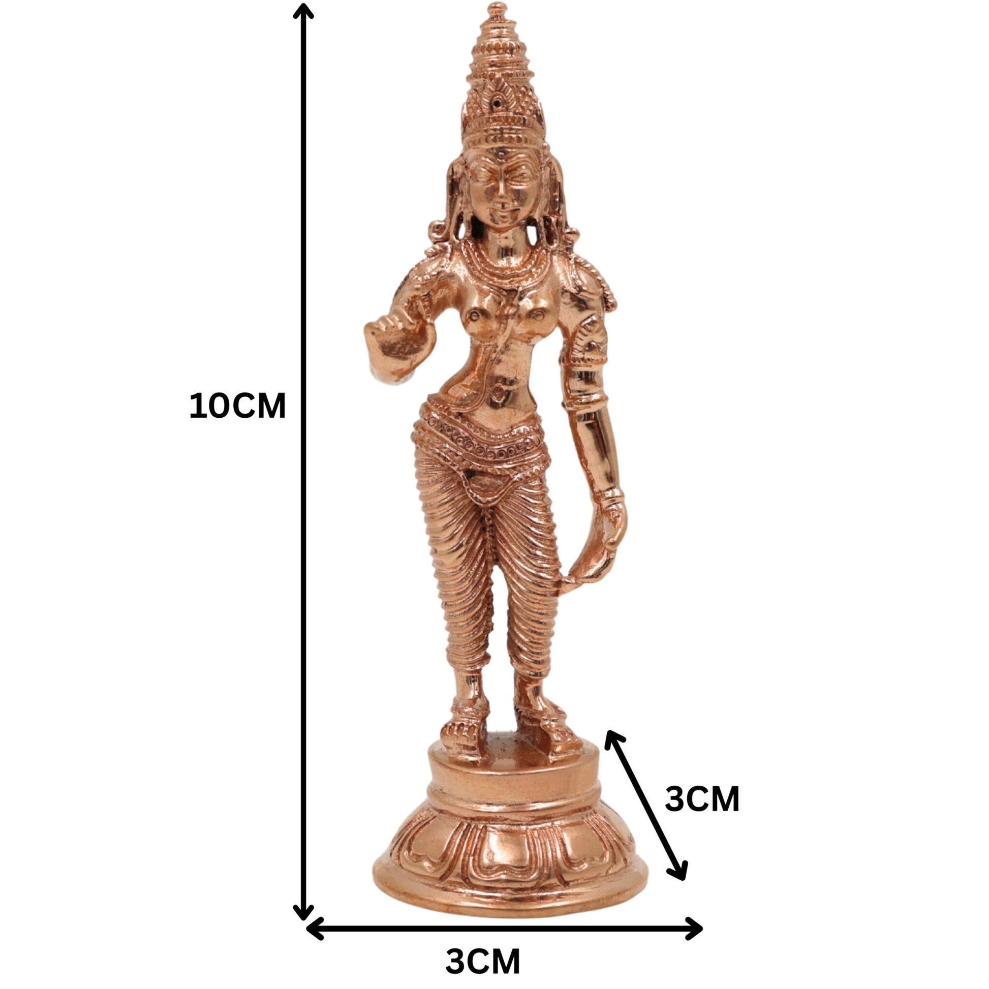 Bronze Handcrafted Parvati Idol | Panchaloha Uma Gauri Statue | Chola Art Divine Goddess Sculpture for Puja & Home Decor, Gold, 4 Inch, 1 Piece