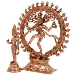 Bronze Nataraja and Parvati Idol | Shiva Nataraja Ananda Tandava Statue | Chola Art Panchaloha Handcrafted Shiva-Parvati Sculpture for Temple & Home Decor, Gold, 6 Inch, 1 Piece