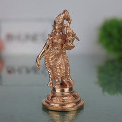 Bronze Handcrafted Meenakshi Idol | Panchaloha Murti of Madurai Meenakshi Amman | Temple-Style South Indian Goddess Statue, Gold, 3.5 Inch, 1 Piece