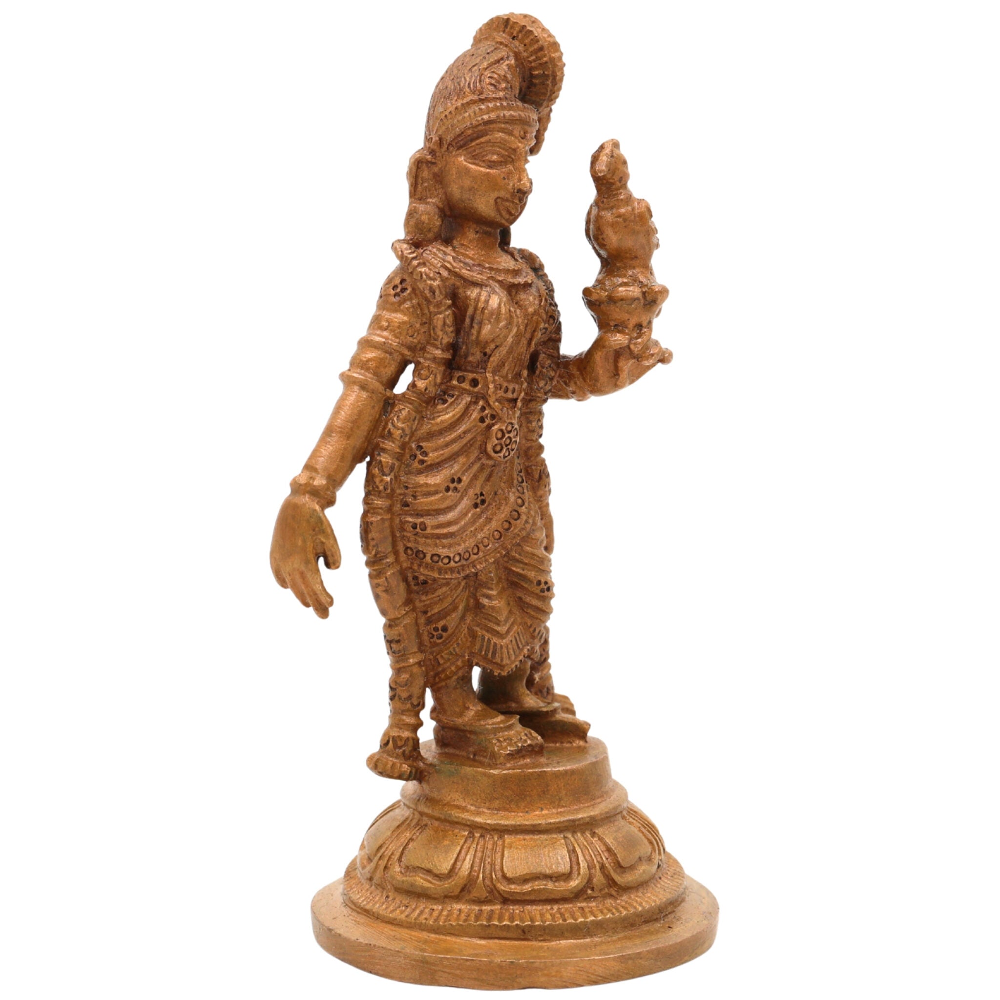 Bronze Handcrafted Meenakshi Idol | Madurai Meenakshi Temple Statue | Panchaloha Murti | Meenakshi Amman Figurine for Pooja & Home Decor, Brown, 3.5 Inch, 1 Piece
