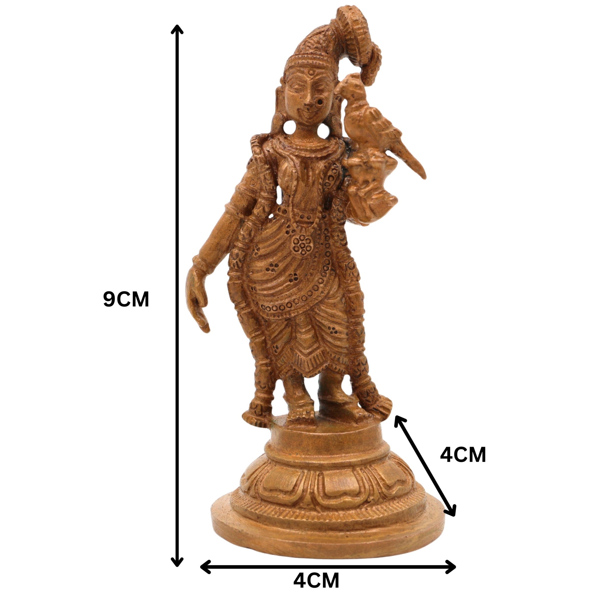 Bronze Handcrafted Meenakshi Idol | Madurai Meenakshi Temple Statue | Panchaloha Murti | Meenakshi Amman Figurine for Pooja & Home Decor, Brown, 3.5 Inch, 1 Piece